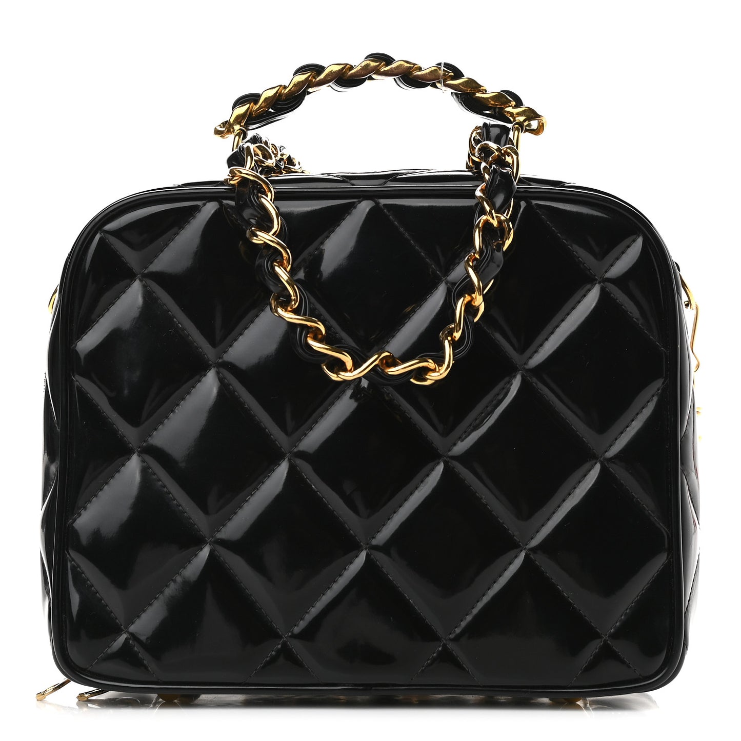 Patent Quilted Vanity Case Black