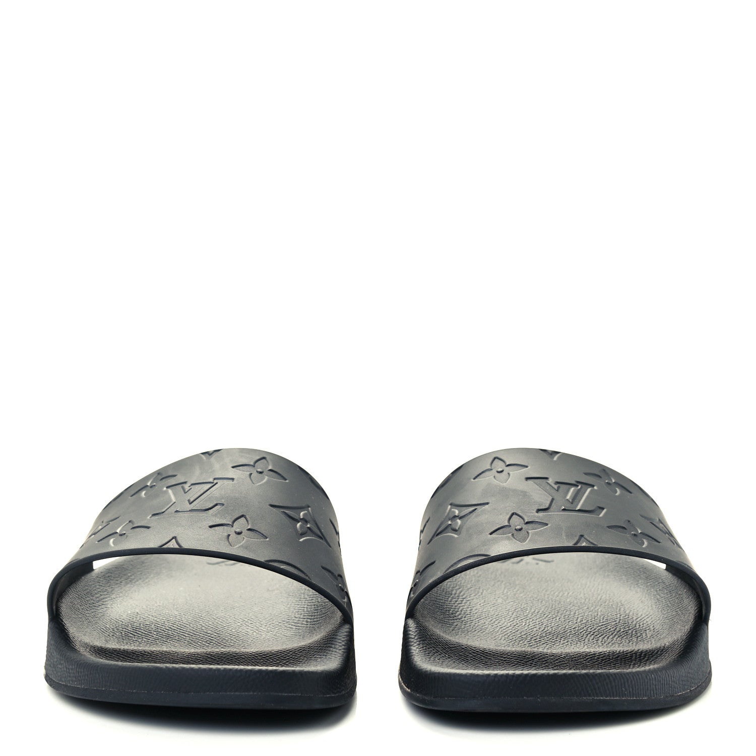 Louis Vuitton Rubber Embossed Monogram Mens Waterfront Mules 6 Black 3 of 10