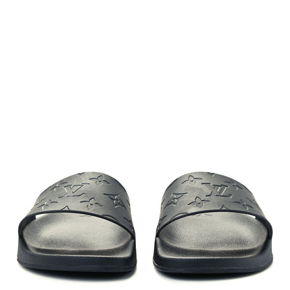 Louis Vuitton Rubber Embossed Monogram Mens Waterfront Mules 6 Black 3 of 10