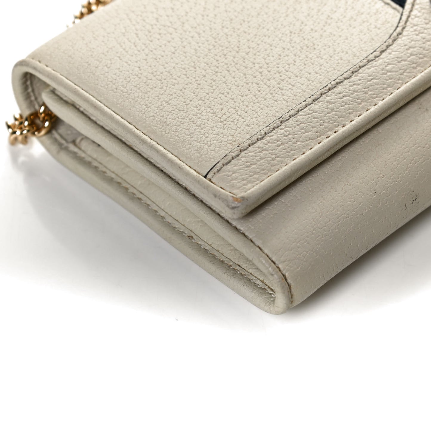 Textured Calfskin Web Ophidia Wallet On Chain Mystic White