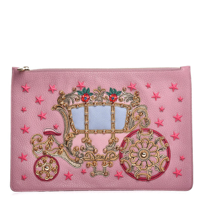 Dolce & Gabbana Calfskin Carriage Zip Clutch Bag Pink 1 of 6
