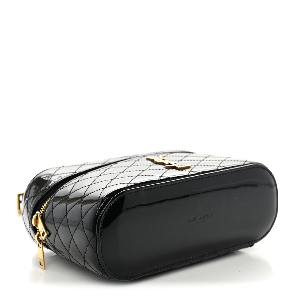 Patent Quilted Gaby Vanity Bag Black