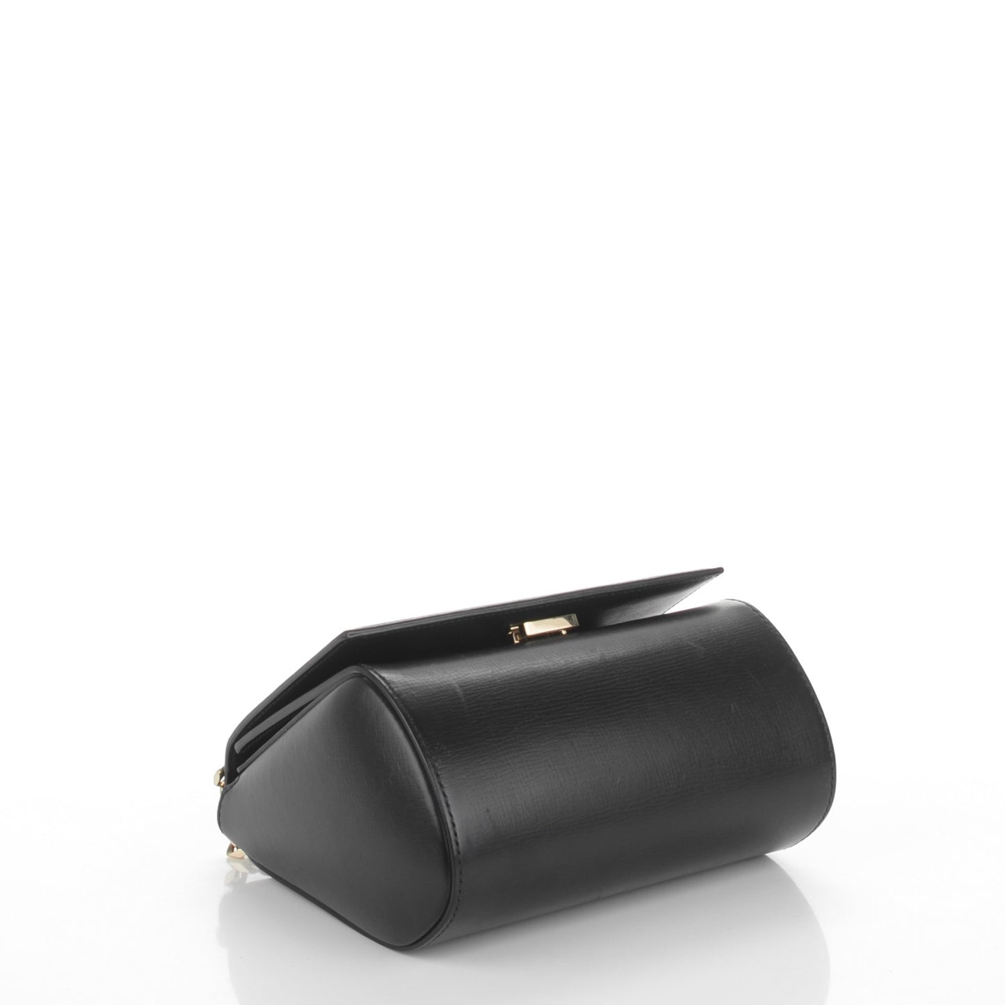 Textured Calfskin Mini Pandora Box Chain Crossbody Bag Black