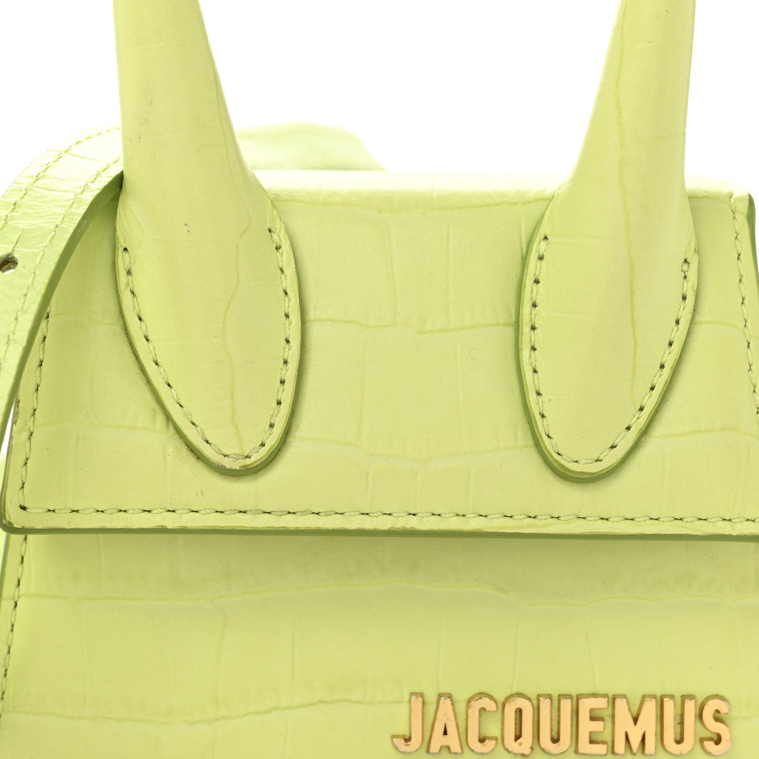 Jacquemus Calfskin Crocodile Embossed Le Chiquito Light Green 7 of 14
