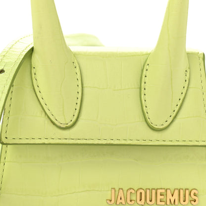 Jacquemus Calfskin Crocodile Embossed Le Chiquito Light Green 7 of 14
