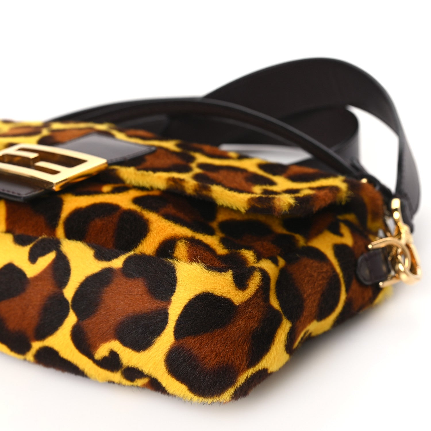 Fendi Calf Hair Leopard Print Baguette Yellow Multicolor 9 of 9