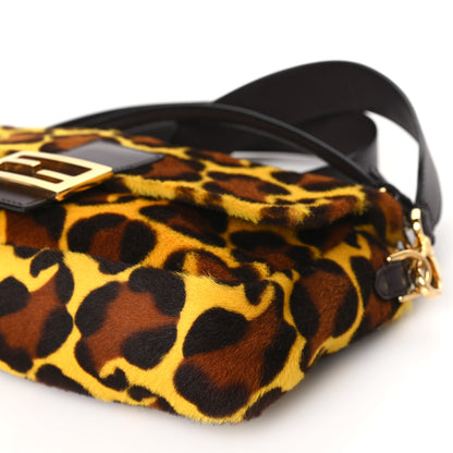 Fendi Calf Hair Leopard Print Baguette Yellow Multicolor 9 of 9
