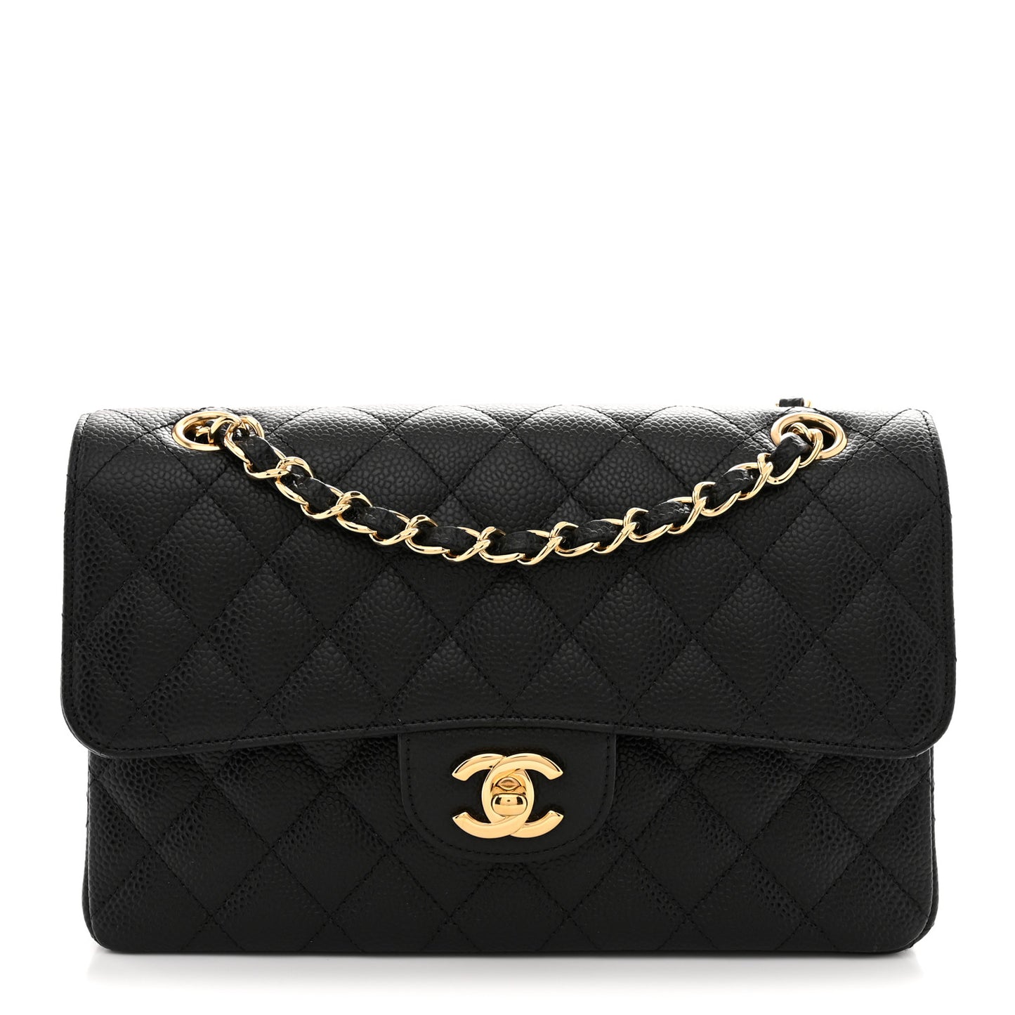 Caviar Quilted Small Double Flap Black