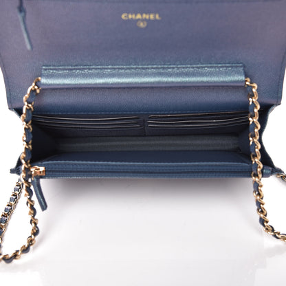 Chanel Iridescent Caviar Quilted Wallet On Chain WOC Dark Blue 5 of 11