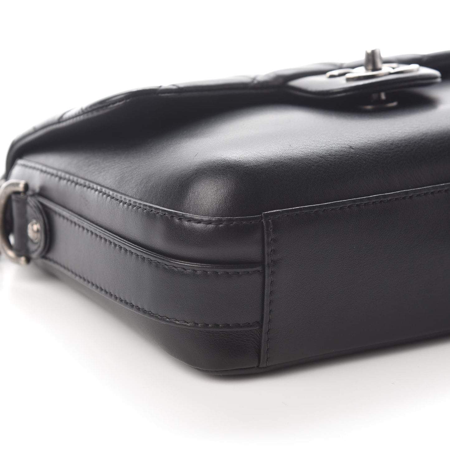 Calfskin Quilted Medium Rock My Shoulder Flap Black