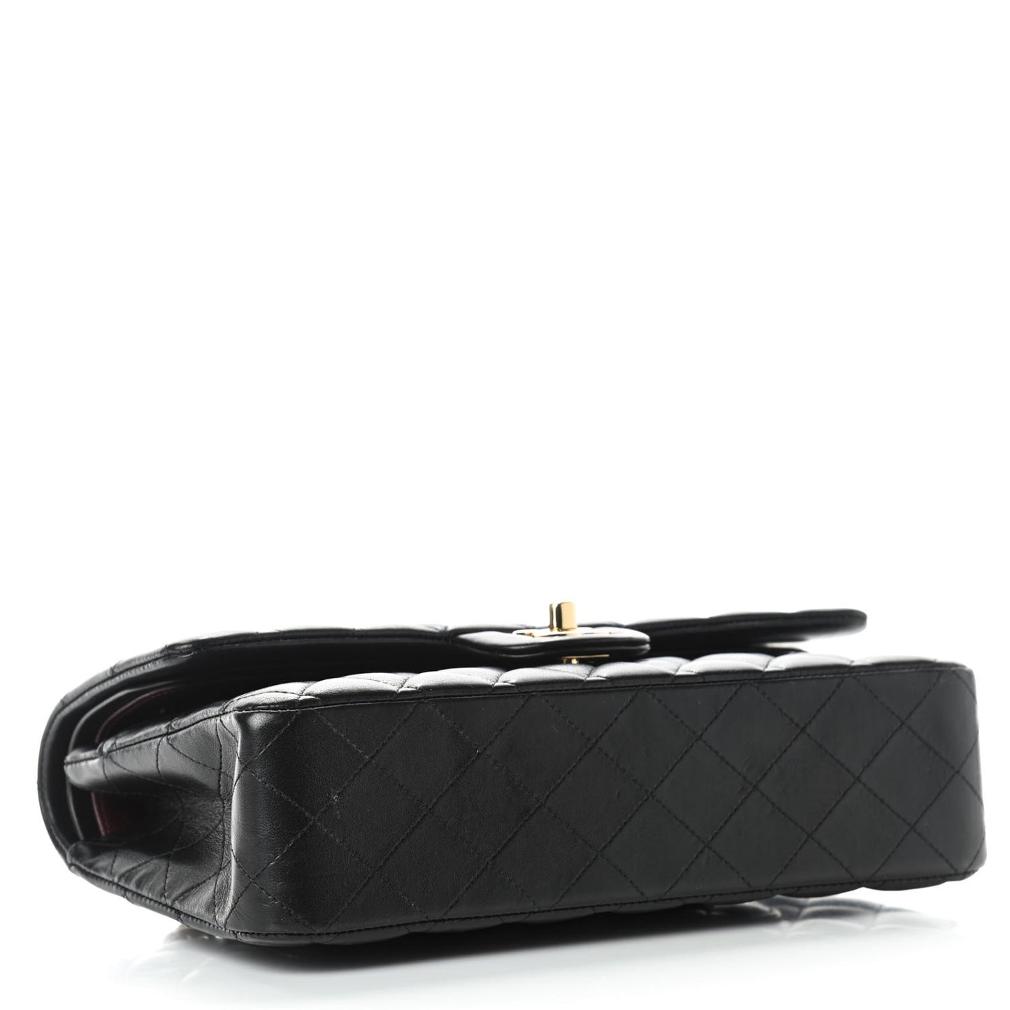 Lambskin Quilted Medium Double Flap Black