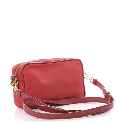 Prada Tessuto Nylon Saffiano Small Crossbody Rosso 2 of 15