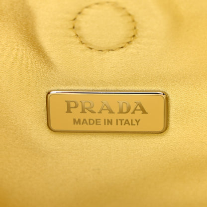 Prada Satin Crystal Metal Triangle Logo Chain Crossbody Handbag Ananas 6 of 12
