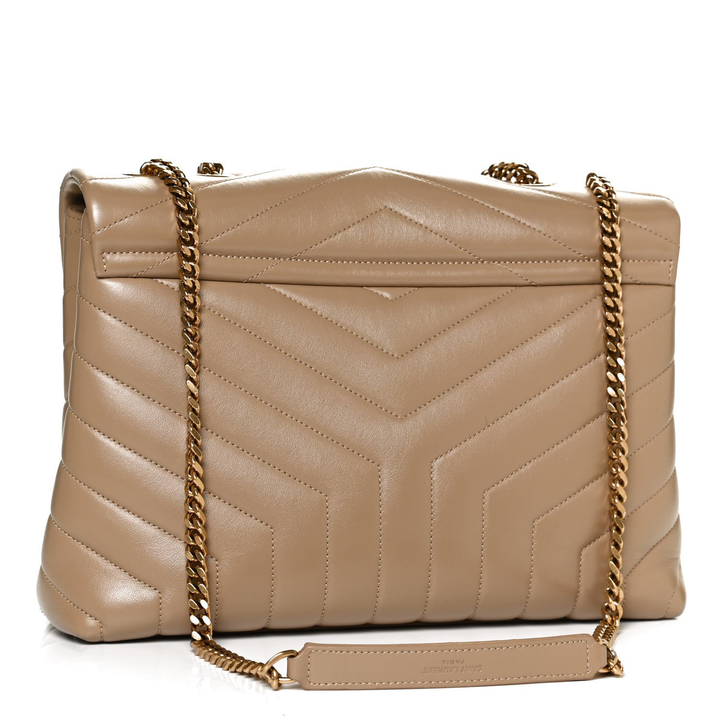Saint Laurent Calfskin Y Quilted Monogram Medium Loulou Chain Satchel Dark Beige 3 of 13