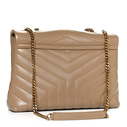 Saint Laurent Calfskin Y Quilted Monogram Medium Loulou Chain Satchel Dark Beige 3 of 13