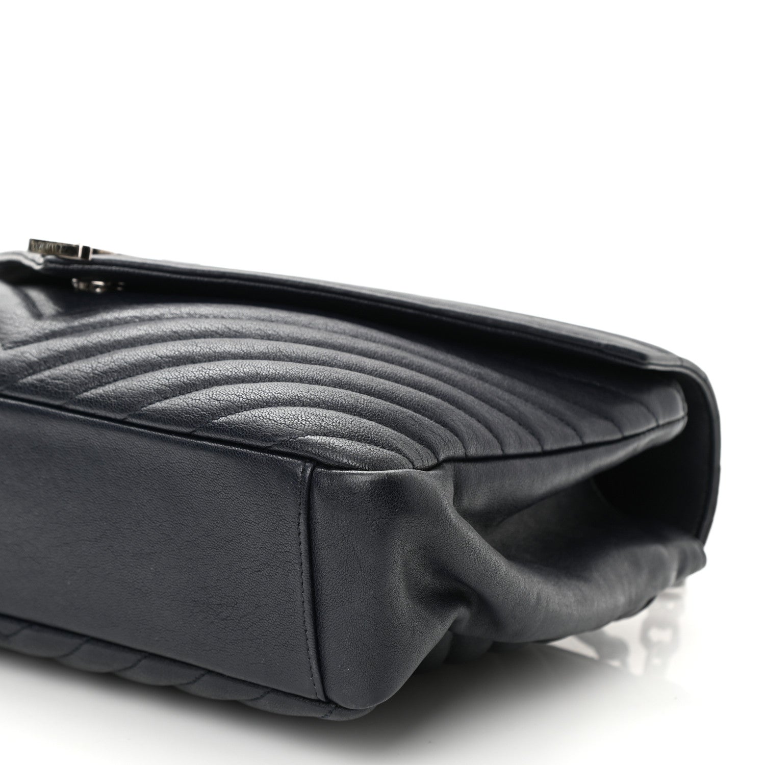 Saint Laurent Sheepskin Matelasse Chevron Monogram Large College Satchel Deep Marine 9 of 9