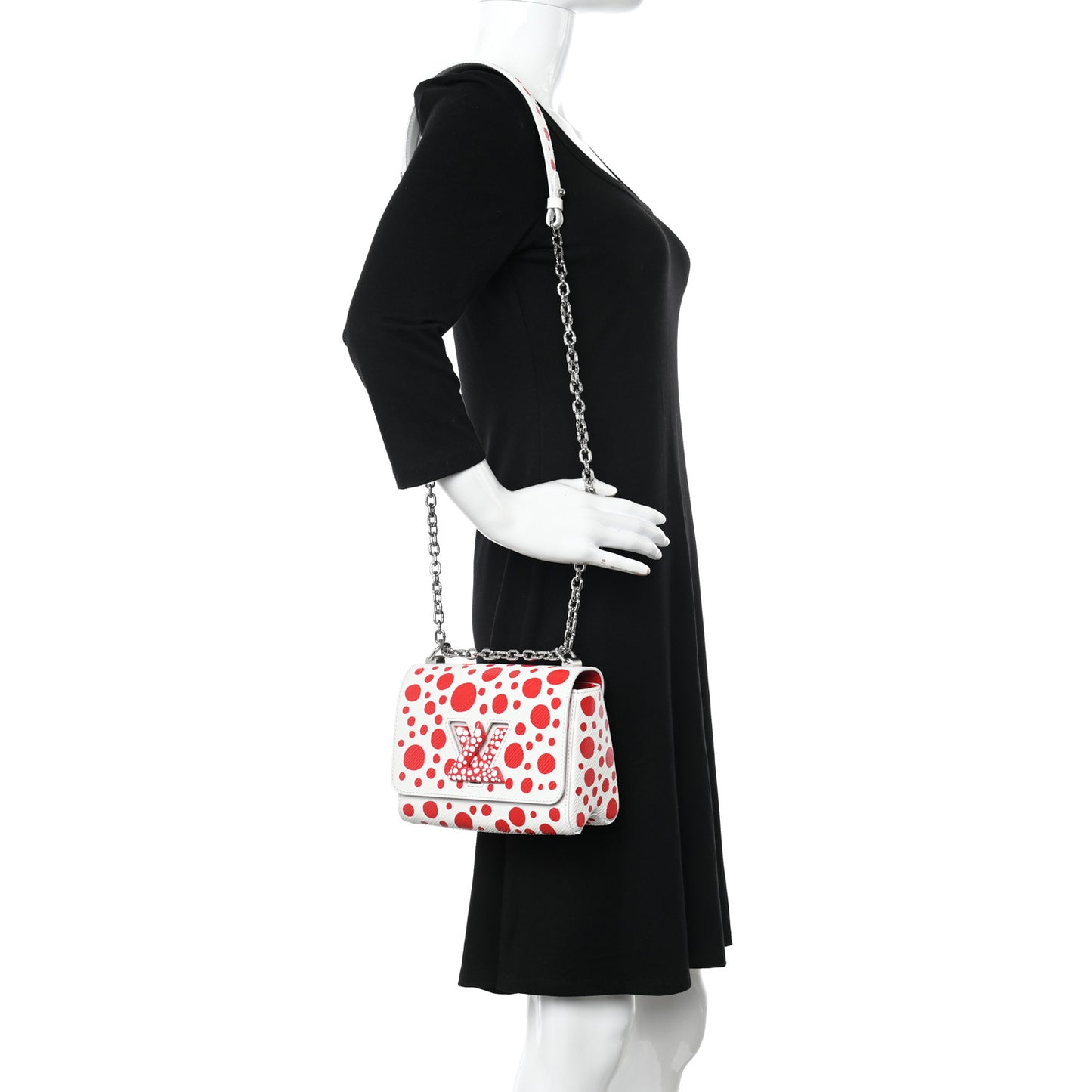 LV X YK Epi Infinity Dots Twist Shoulder Bag PM White Red