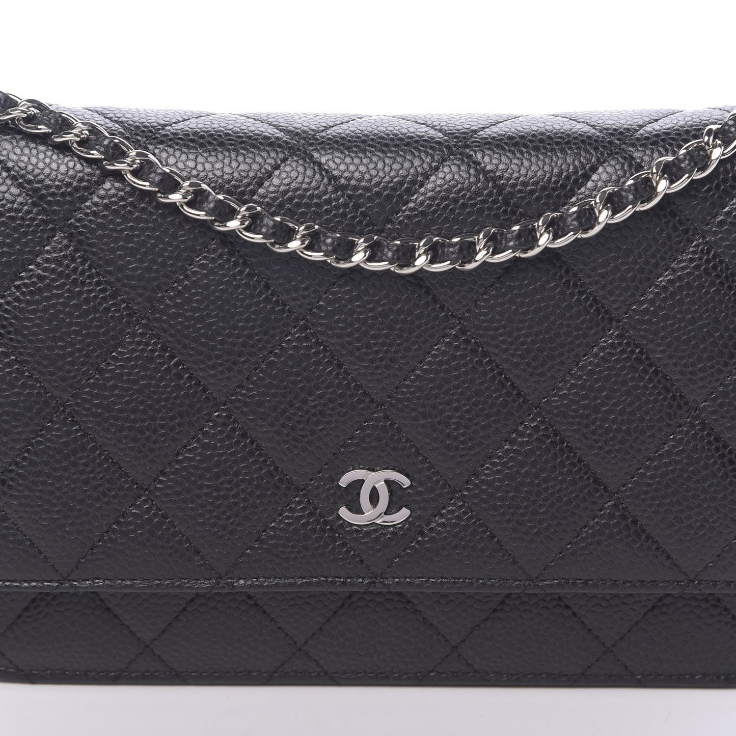 Caviar Quilted Wallet On Chain WOC Black