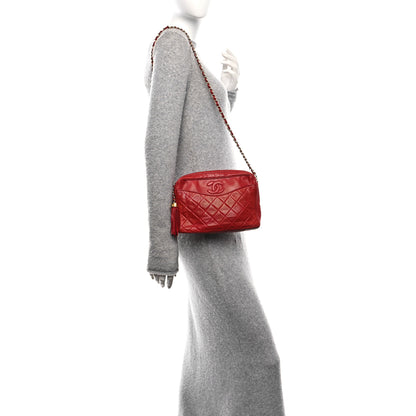 Chanel Lambskin Quilted Tassel Camera Case Red 2 of 12
