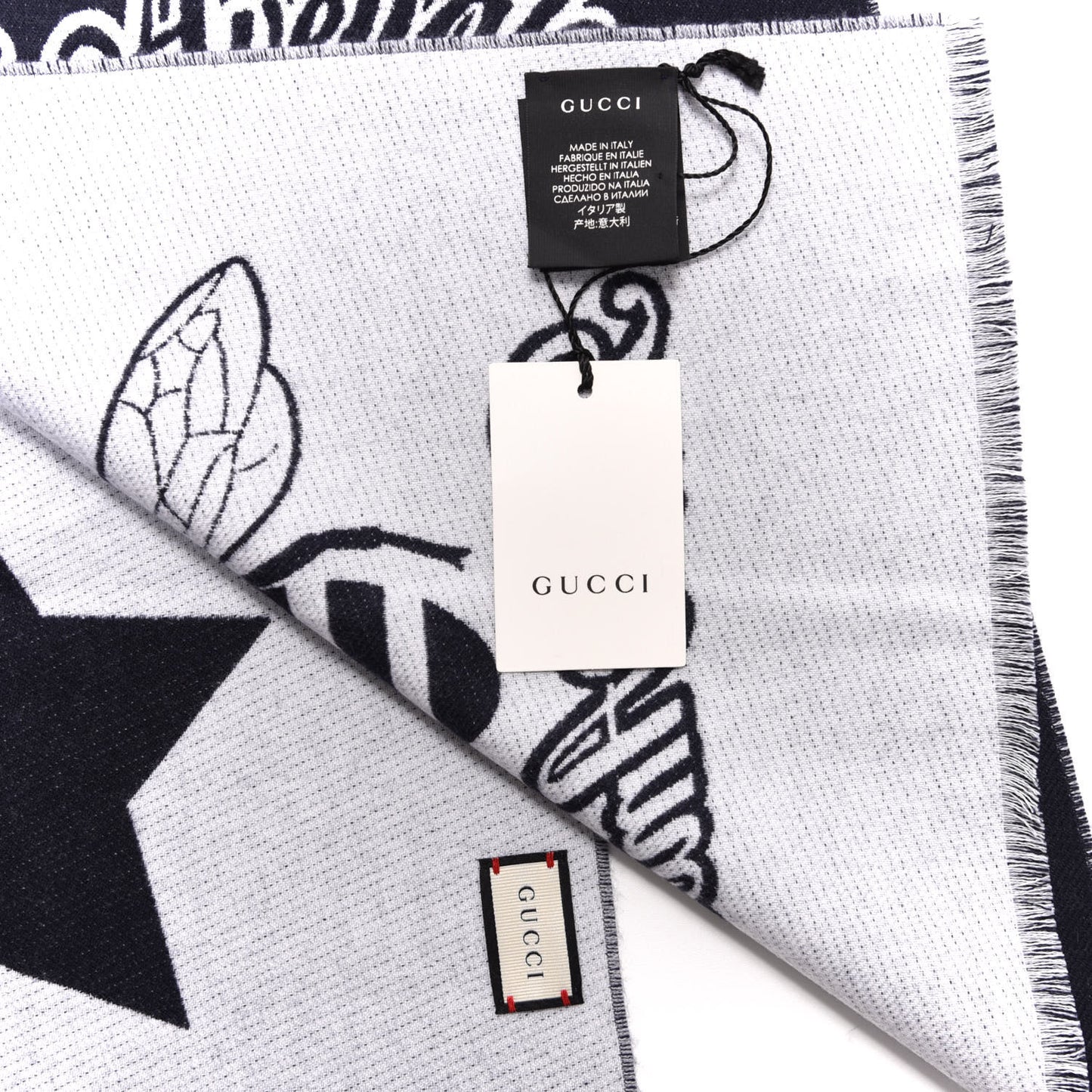 Wool L'Aveugle Par Amour Scarf Navy White