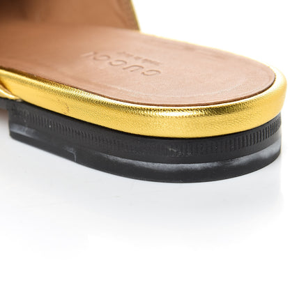 Gucci Metallic Nappa Womens Princetown Slippers 37.5 Gold 9 of 15