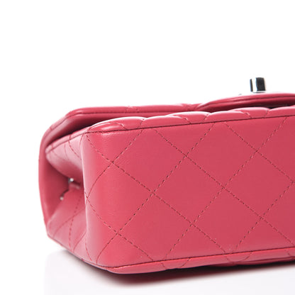 Chanel Lambskin Quilted Mini Rectangular Flap Dark Pink 5 of 10