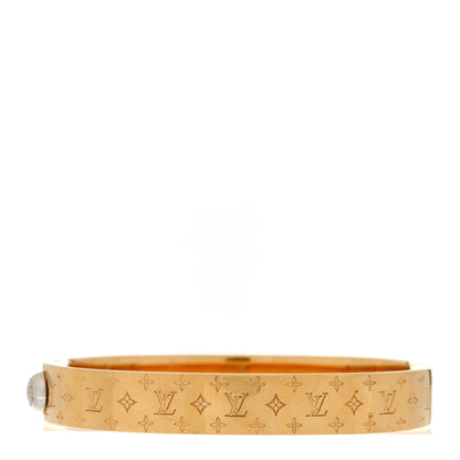 Louis Vuitton Brass Monogram Nanogram Cuff S Gold 1 of 7