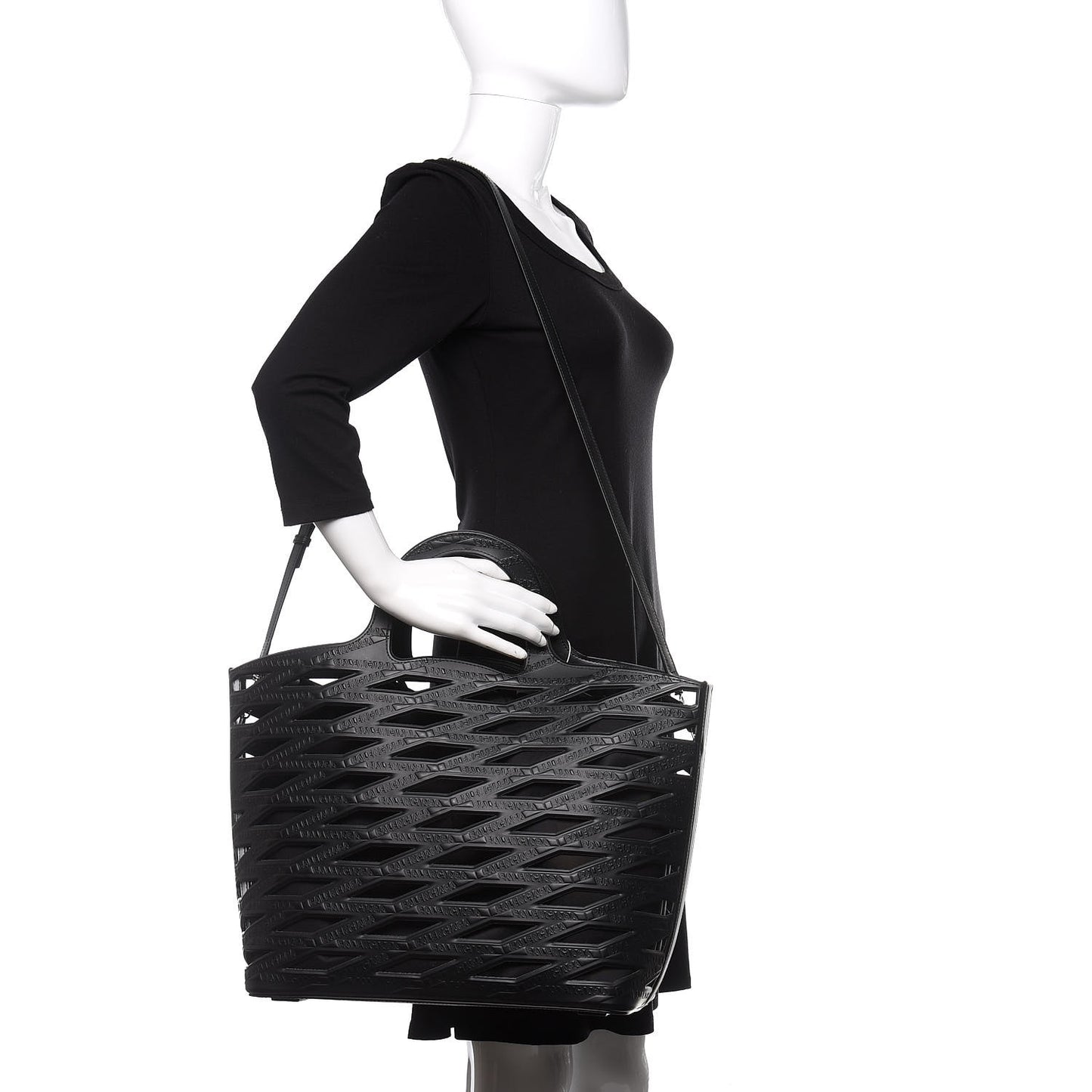 Faux Calfskin Neo Basket Tote Black