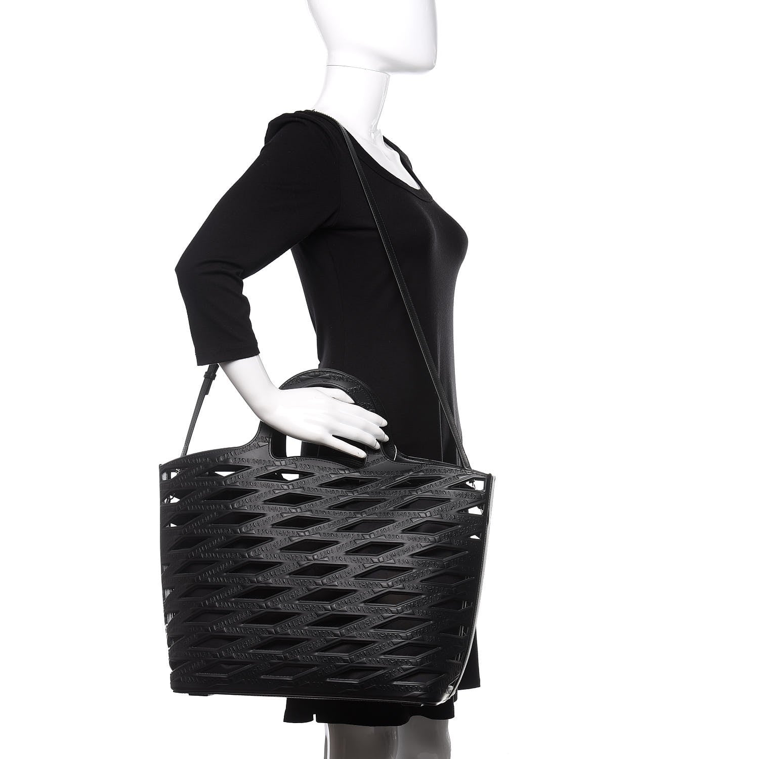 Balenciaga Faux Calfskin Neo Basket Tote Black 2 of 13