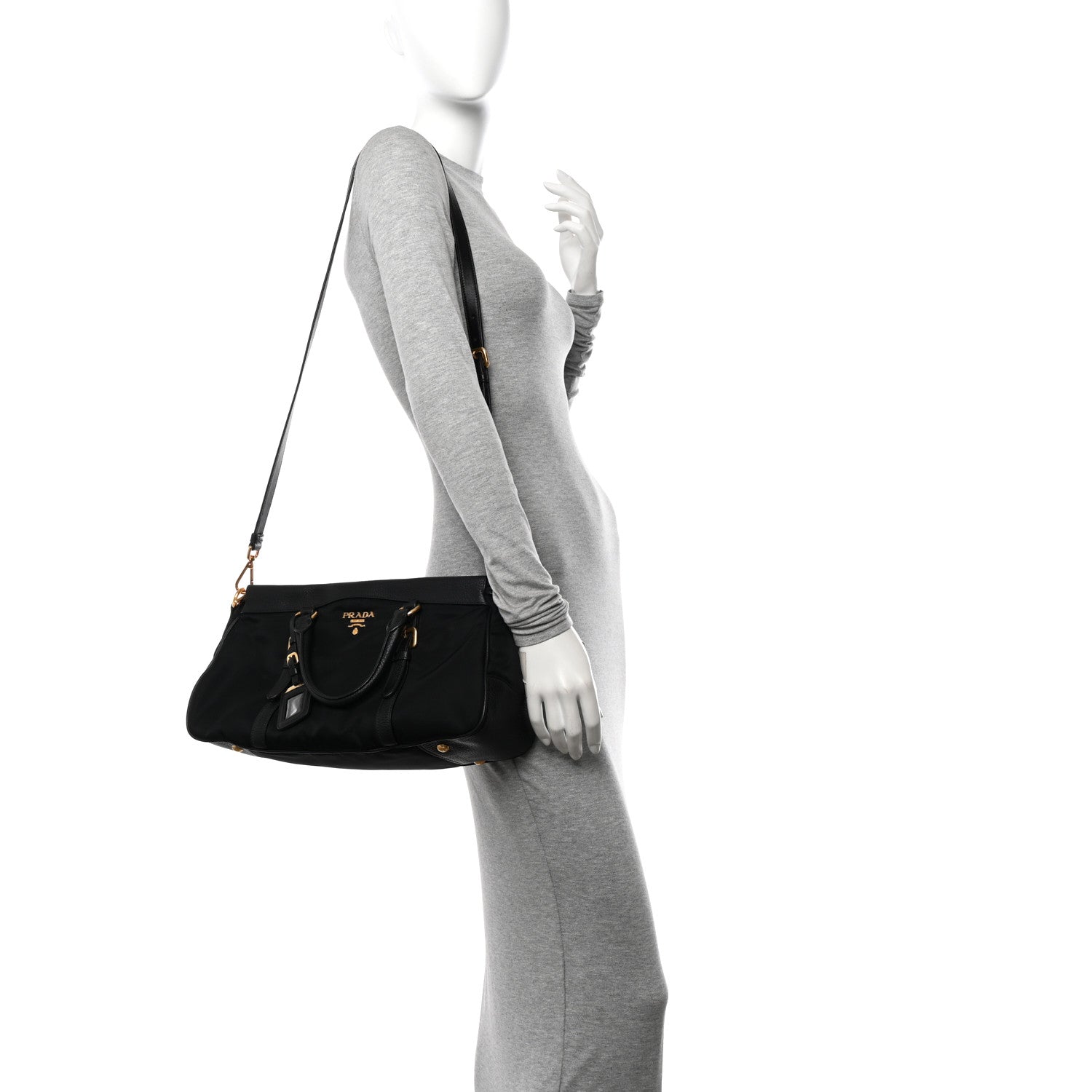 Prada Tessuto Nylon Vitello Daino Shopping Satchel Black 2 of 10
