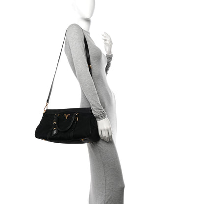 Prada Tessuto Nylon Vitello Daino Shopping Satchel Black 2 of 10