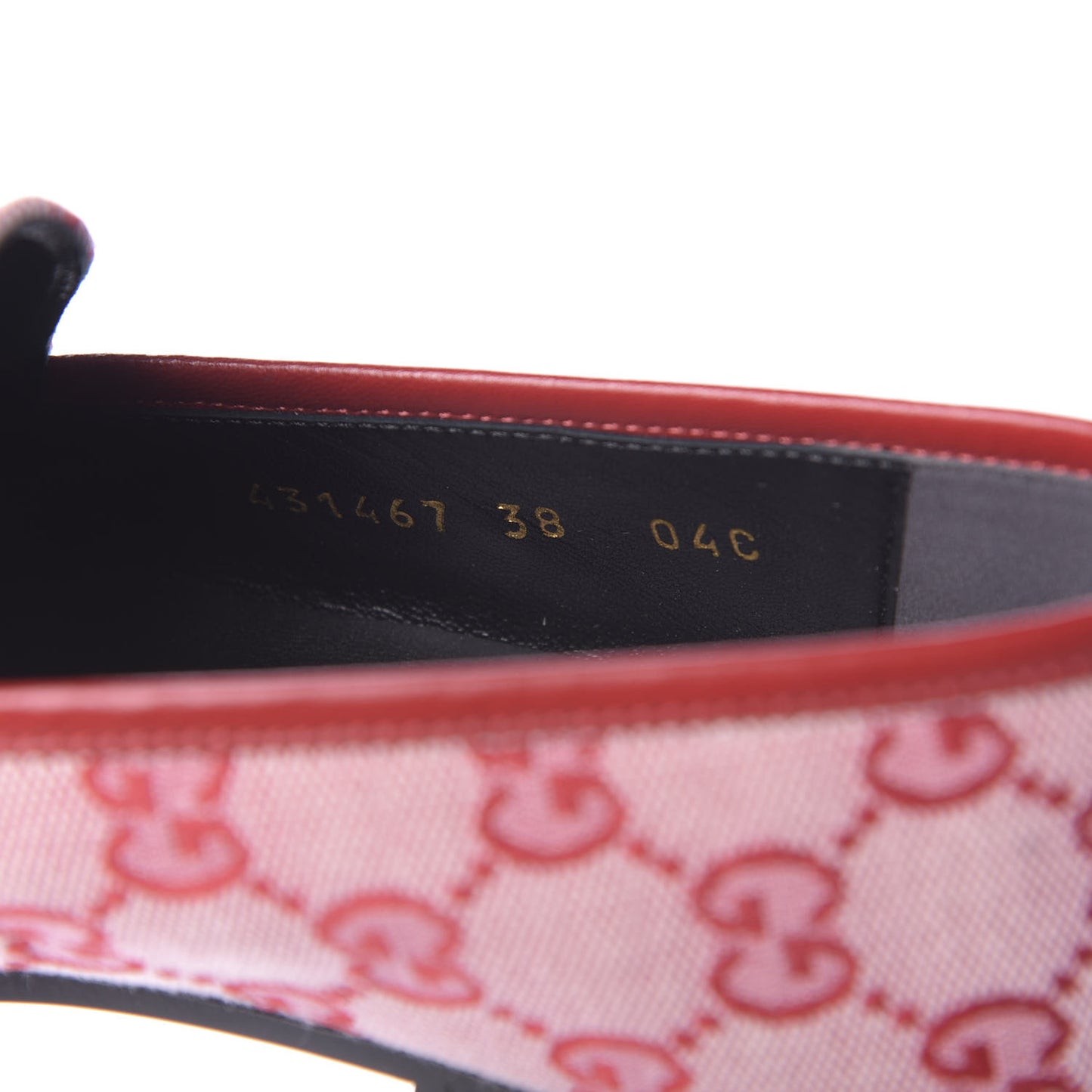 Canvas GG Monogram Horsebit Womens Jordaan Loafers 38 Gardenia Hibiscus Red