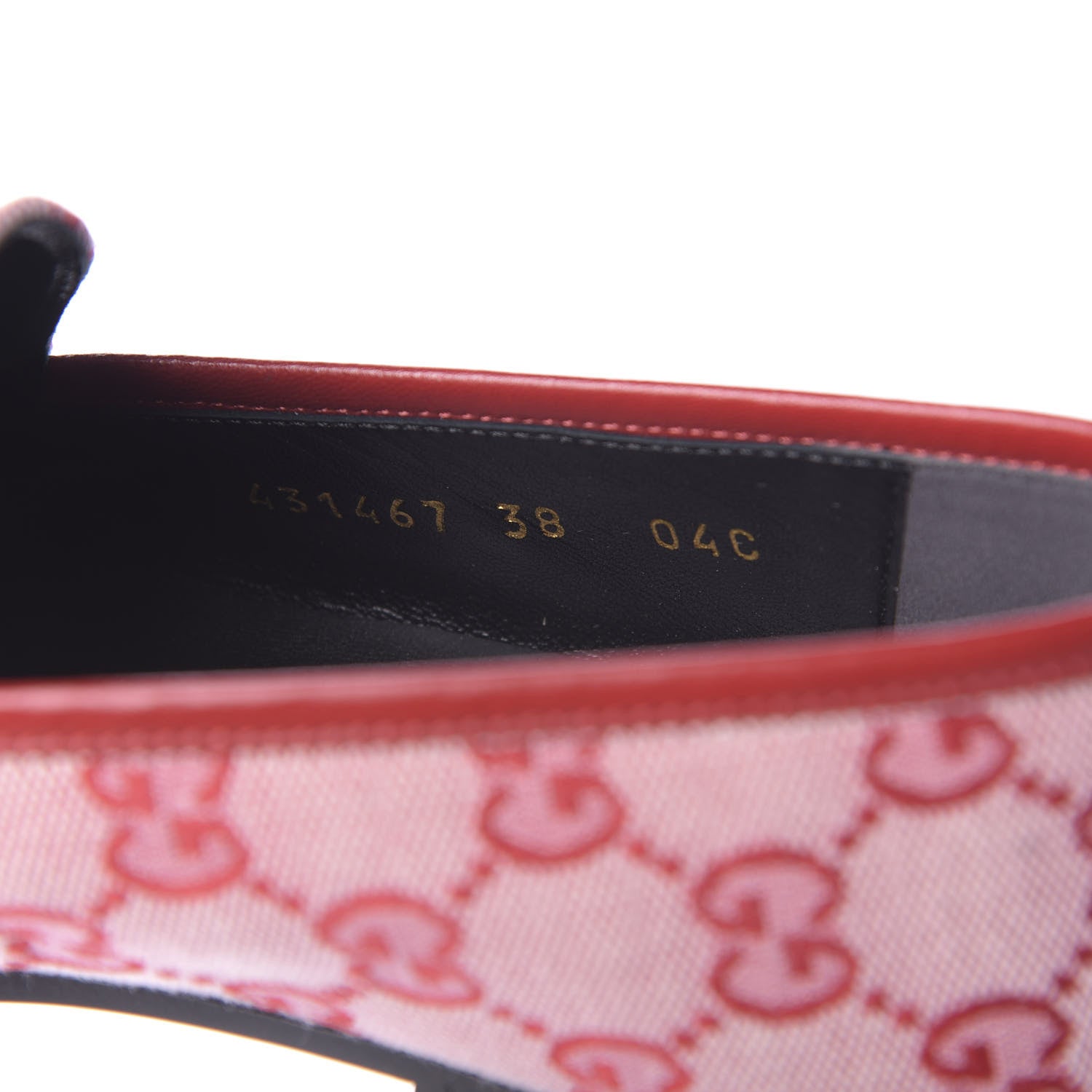 Gucci Canvas GG Monogram Horsebit Womens Jordaan Loafers 38 Gardenia Hibiscus Red 9 of 11