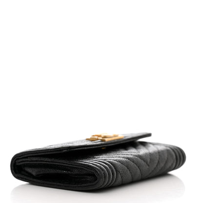 Chanel Caviar Chevron Quilted Boy Flap Card Holder Black 4 of 9