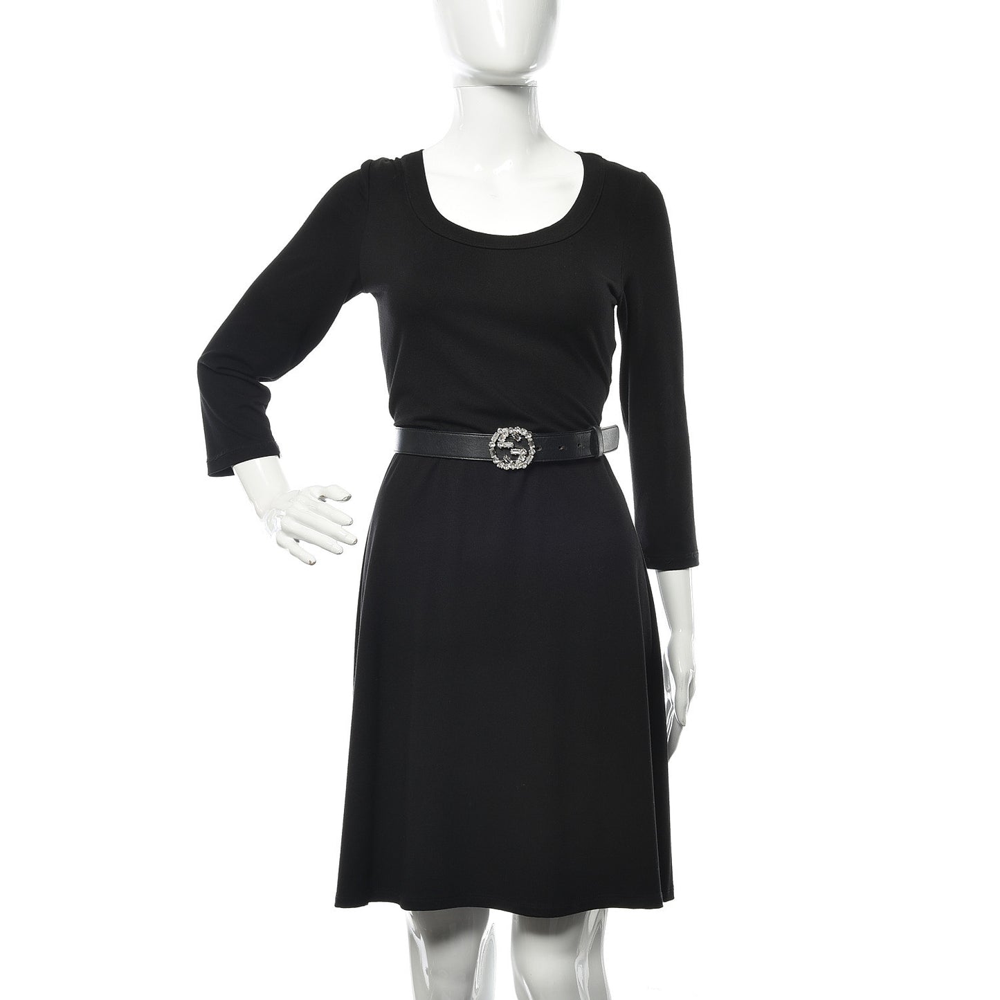 Calfskin Crystal Interlocking G Belt 80 32 Black