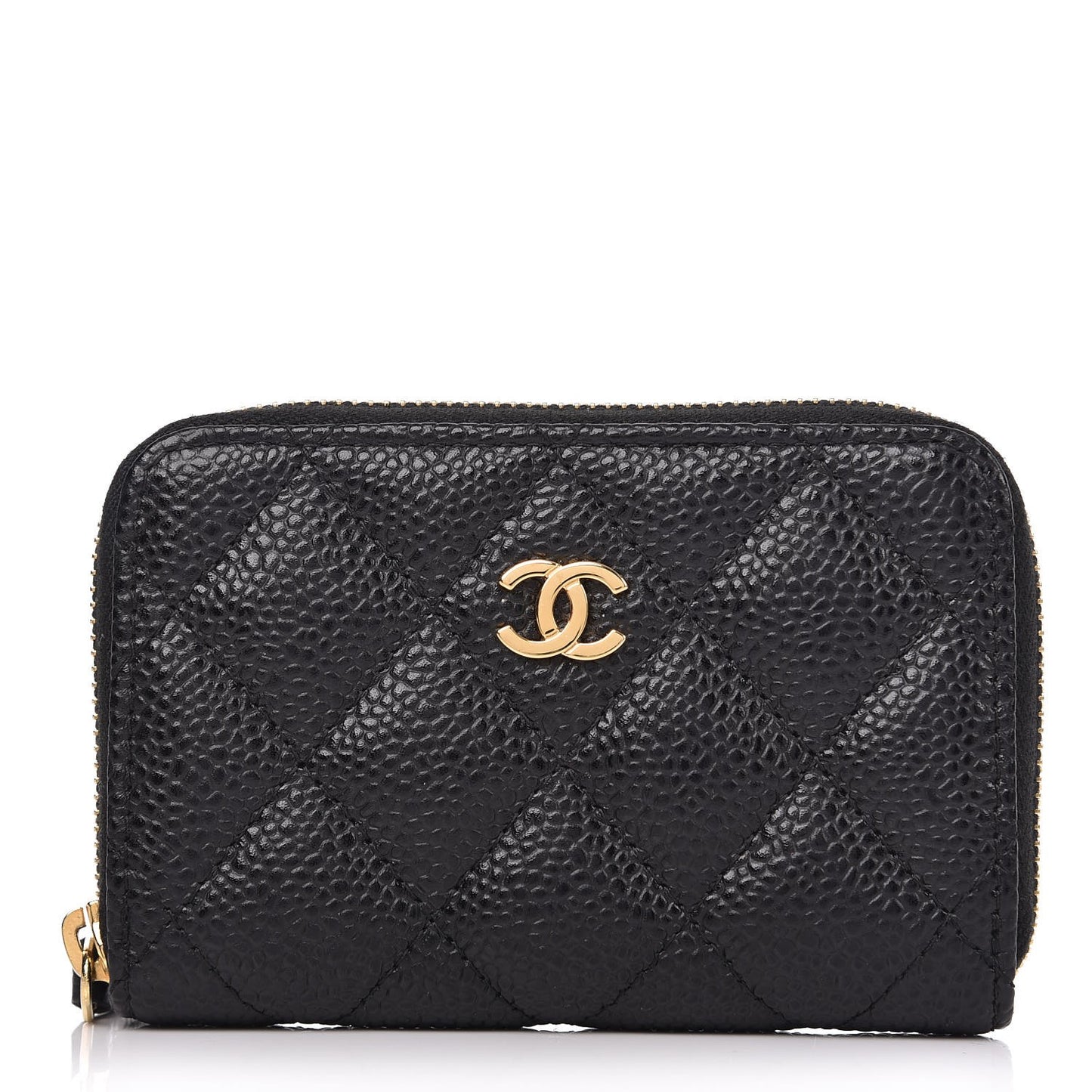Caviar Quilted Zip Coin Purse Black