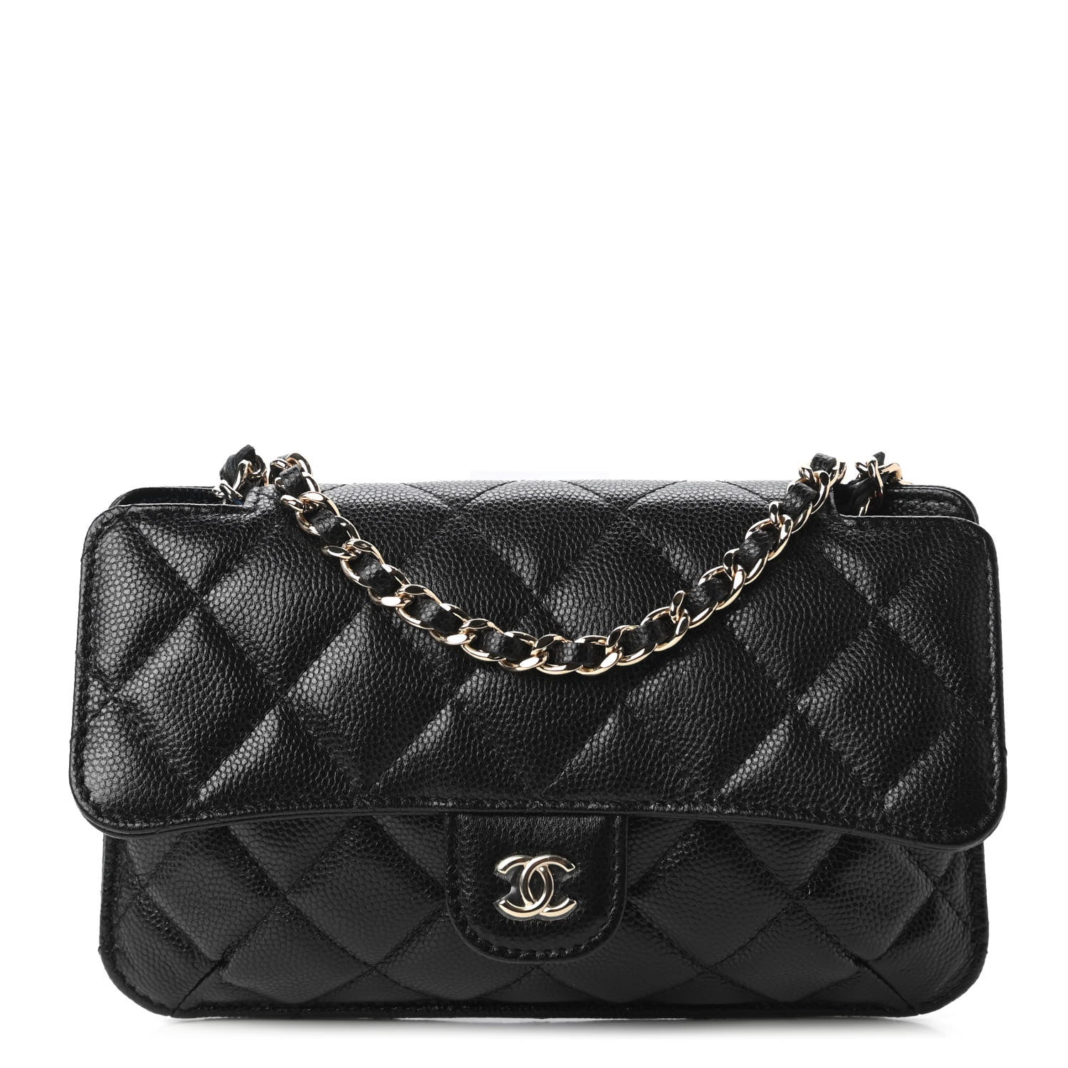Chanel Caviar Fabric Quilted Foldable Tote With Chain Black Multicolor 1 of 18