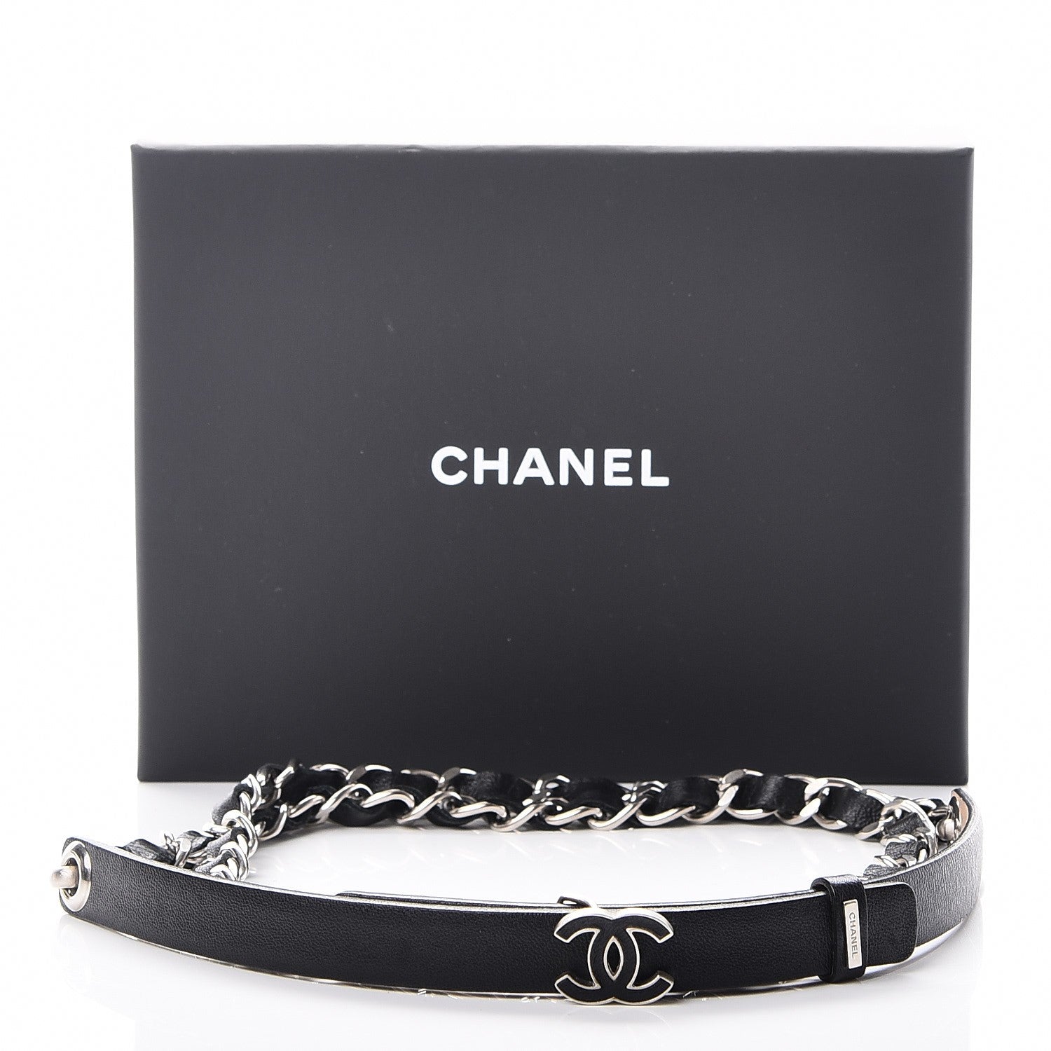Chanel Lambskin CC Chain Belt 95 38 Black Silver 7 of 7