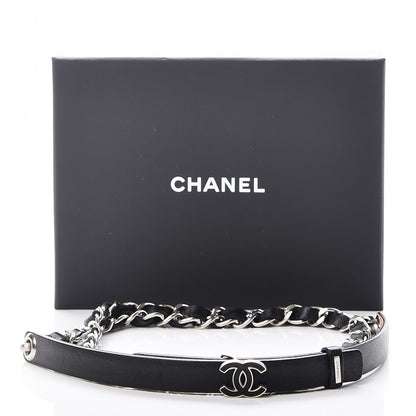Chanel Lambskin CC Chain Belt 95 38 Black Silver 7 of 7
