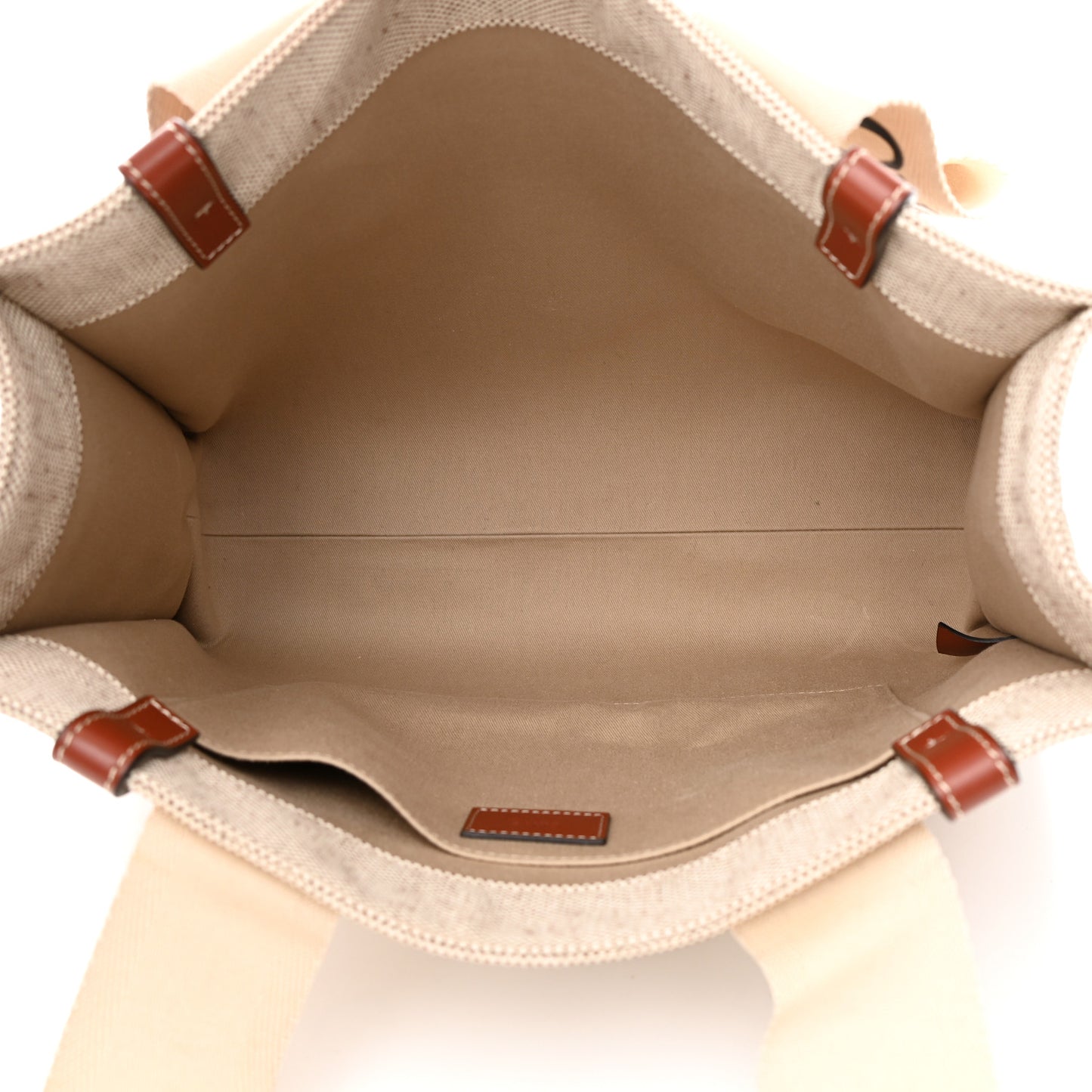 Cotton Calfskin Medium Woody Ribbon Tote White Brown