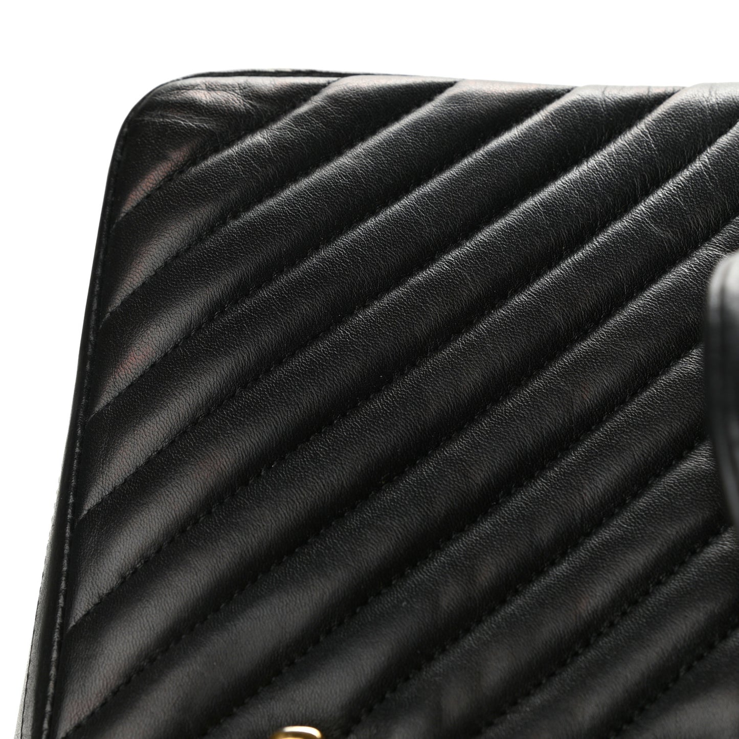 Lambskin Chevron Quilted Jumbo Double Flap Black