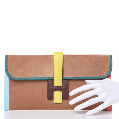 Hermes Veau Grizzly Swift Jige Elan 29 Clutch Malachite Bordeaux Lime Bleu Atoll Rose Azalee Capucine 2 of 9