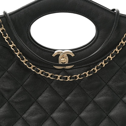 Chanel Shiny Crumpled Calfskin Quilted Small 31 Shopping Bag Black 8 of 12
