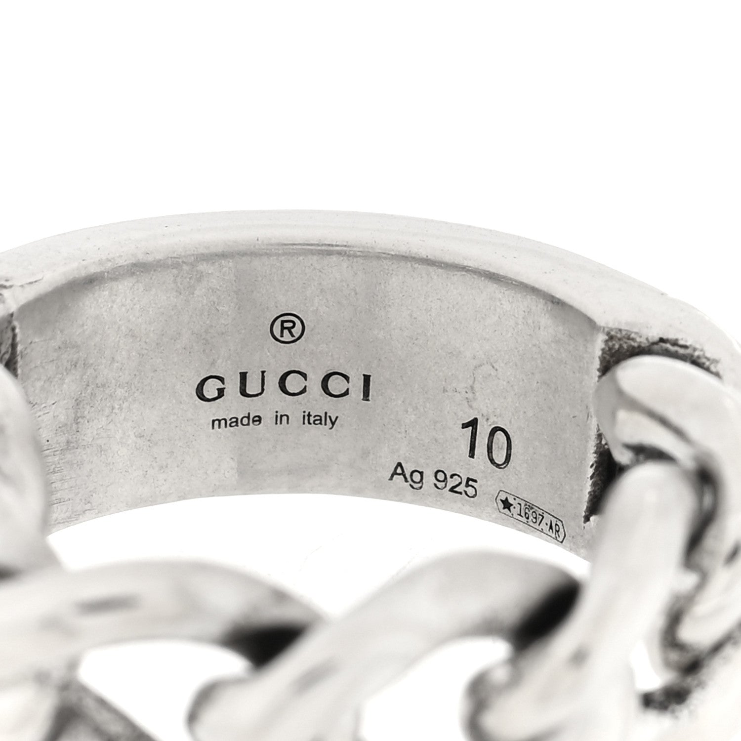 Gucci Sterling Silver Enamel Logo Chain Ring 49 4.75 Turquoise 4 of 4