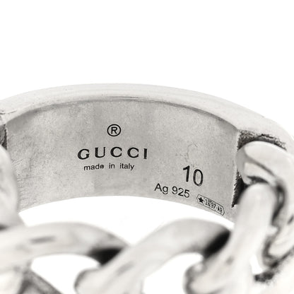Gucci Sterling Silver Enamel Logo Chain Ring 49 4.75 Turquoise 4 of 4