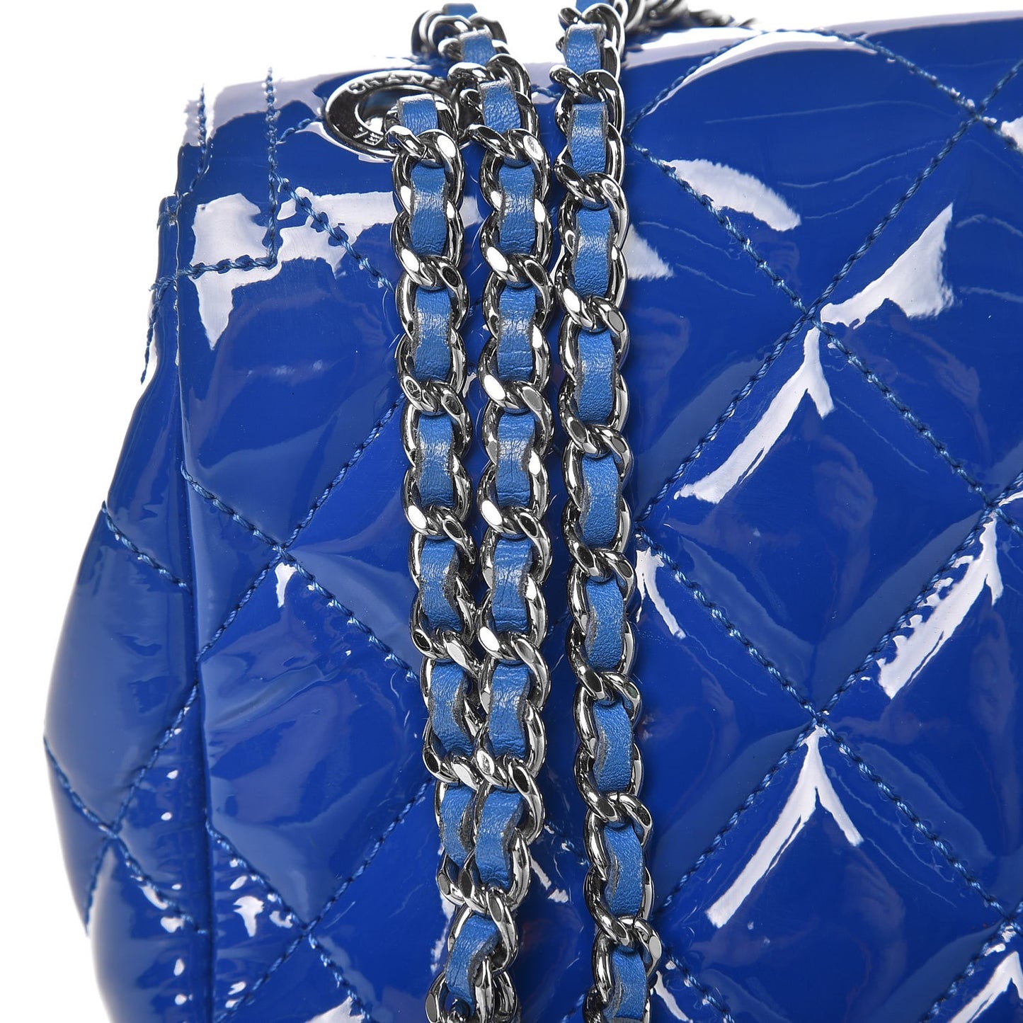 Patent Quilted Small Coco Shine Flap Blue