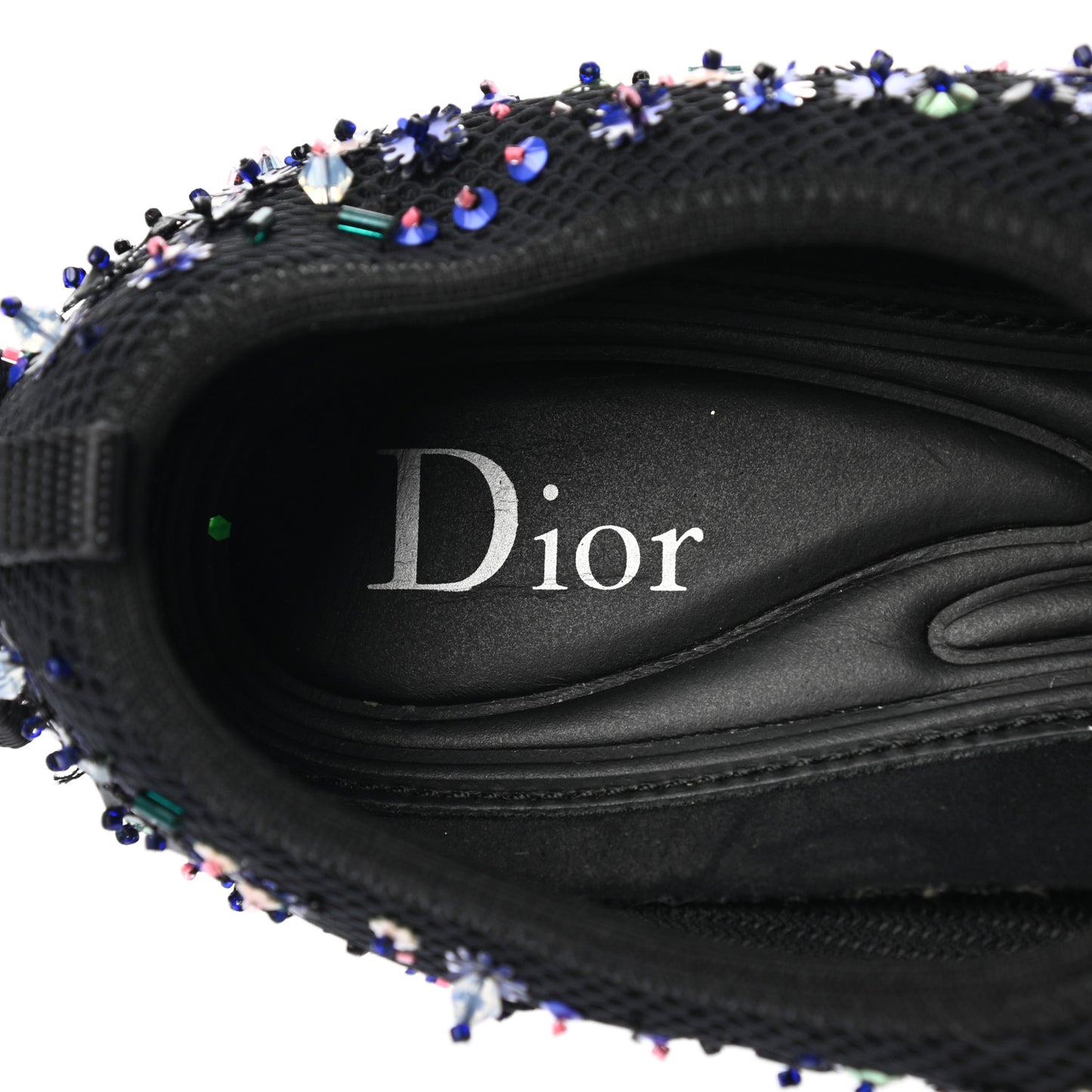 Technical Canvas Embellished Dior Fusion Sneakers 36.5 Black Blue