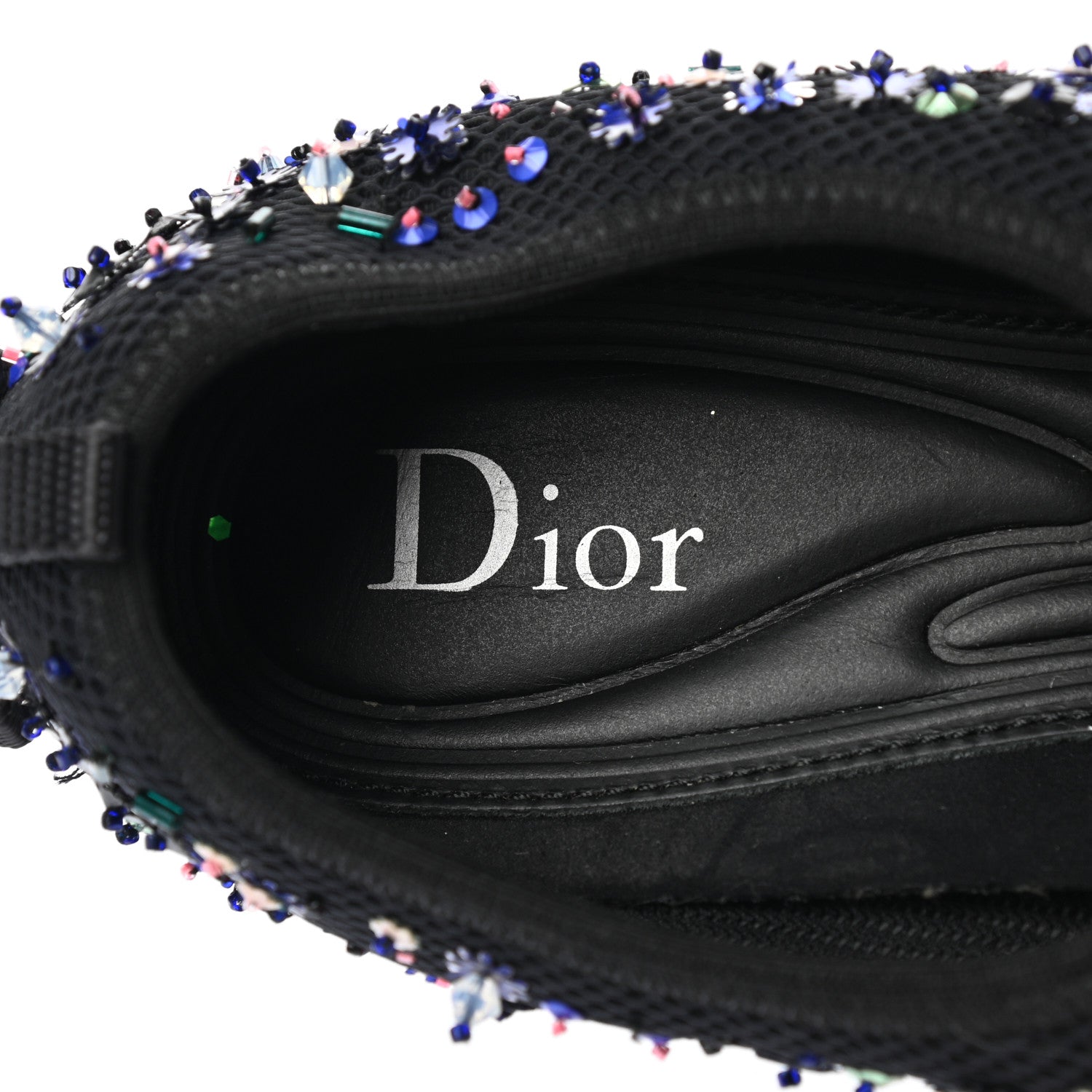 Christian Dior Technical Canvas Embellished Dior Fusion Sneakers 36.5 Black Blue 7 of 10