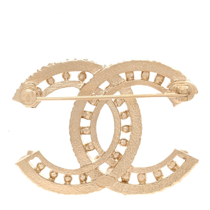 Chanel Metal Crystal CC Brooch Light Gold 3 of 4