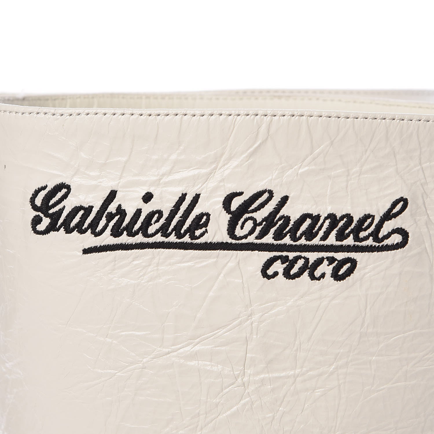 Chanel Crumpled Calfskin Satin Cap Toe Short Boots 38.5 White Black 11 of 12